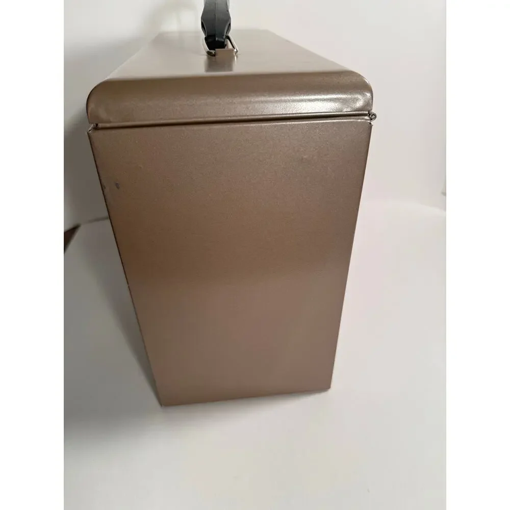 Vintage Rockway Metal File Box Tan 13.5” x 5” x 8.75” Security